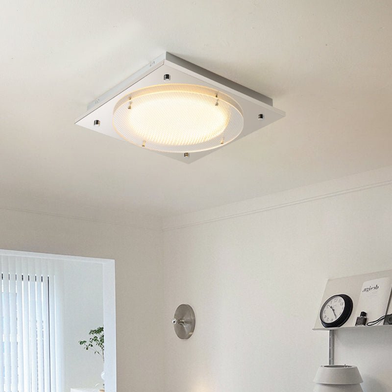 Halo Grid Modern LED Flush Mount Ceiling Light in Silver and White