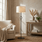 Halo Loop Modern Floor Lamp with Fabric Shade for Living Room