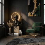 Halo Muse Sculptural Table Lamp – Matte Black LED Accent Light for Modern Interiors
