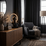 Halo Muse Sculptural Table Lamp – Matte Black LED Accent Light for Modern Interiors