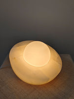 Halo Pebble Stone Table Lamp – Natural Onyx Base with Frosted Glass Globe