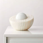 Halo Pebble Stone Table Lamp – Natural Onyx Base with Frosted Glass Globe