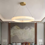 Halo di Pietra Alabaster Ring Chandelier in Brushed Brass