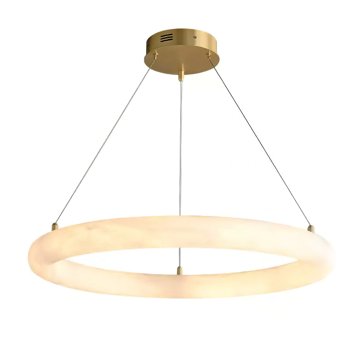 Halo di Pietra Alabaster Ring Chandelier in Brushed Brass