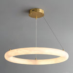 Halo di Pietra Alabaster Ring Chandelier in Brushed Brass
