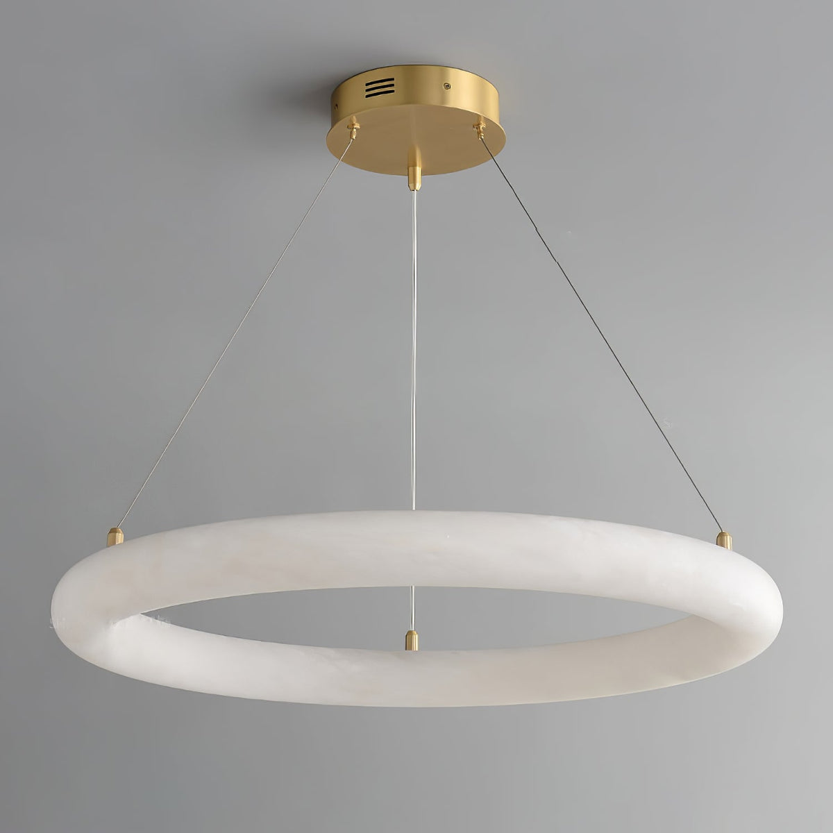 Halo di Pietra Alabaster Ring Chandelier in Brushed Brass