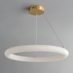 Halo di Pietra Alabaster Ring Chandelier in Brushed Brass
