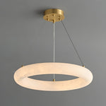 Halo di Pietra Alabaster Ring Chandelier in Brushed Brass