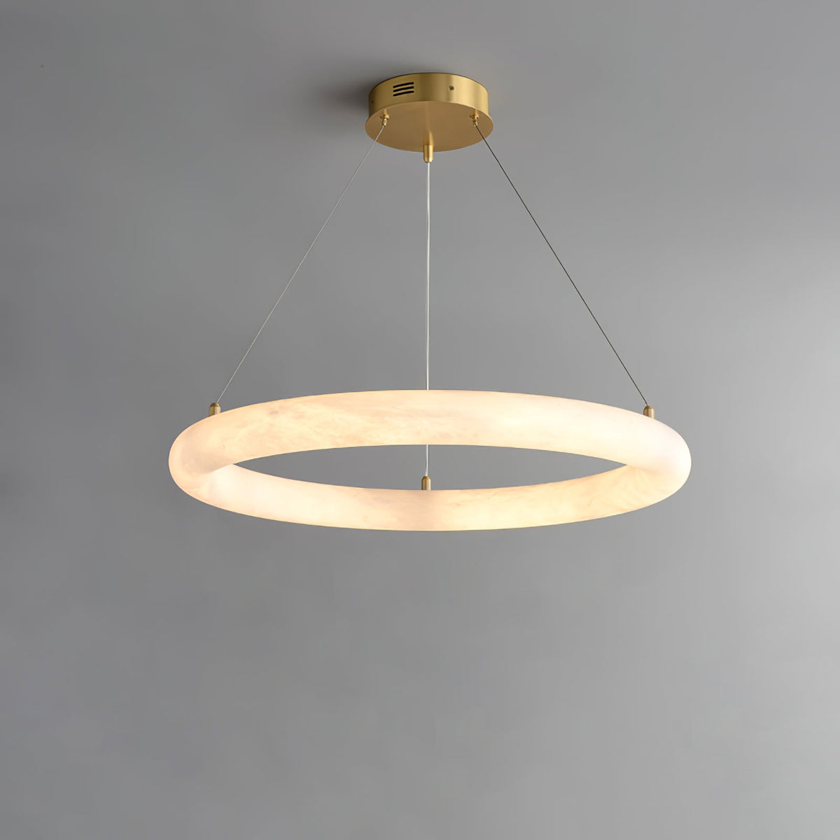 Halo di Pietra Alabaster Ring Chandelier in Brushed Brass
