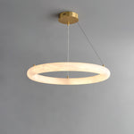 Halo di Pietra Alabaster Ring Chandelier in Brushed Brass