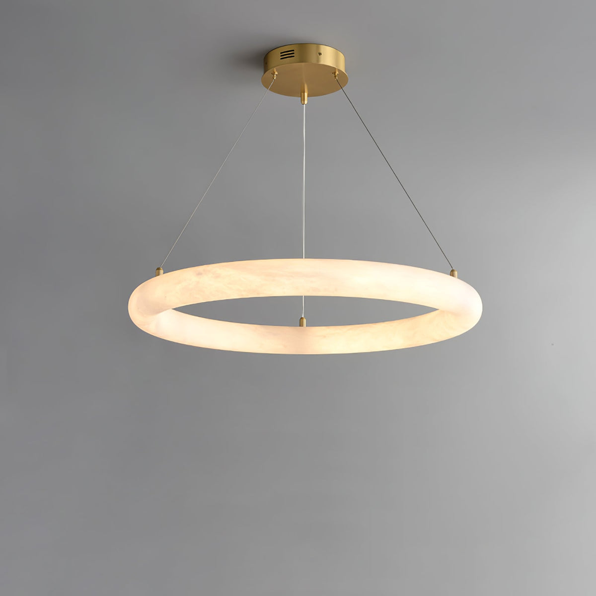 Halo di Pietra Alabaster Ring Chandelier in Brushed Brass