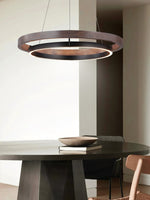 Haloa Modern Wood and Metal LED Pendant Light for Dining and Living Spaces