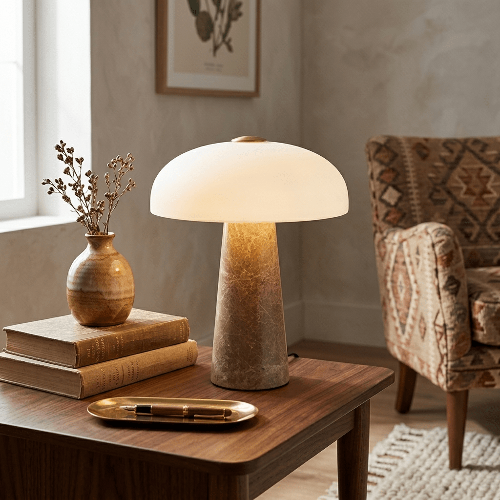 Haloire Marble Table Lamp – Modern Sculptural LED Desk Light