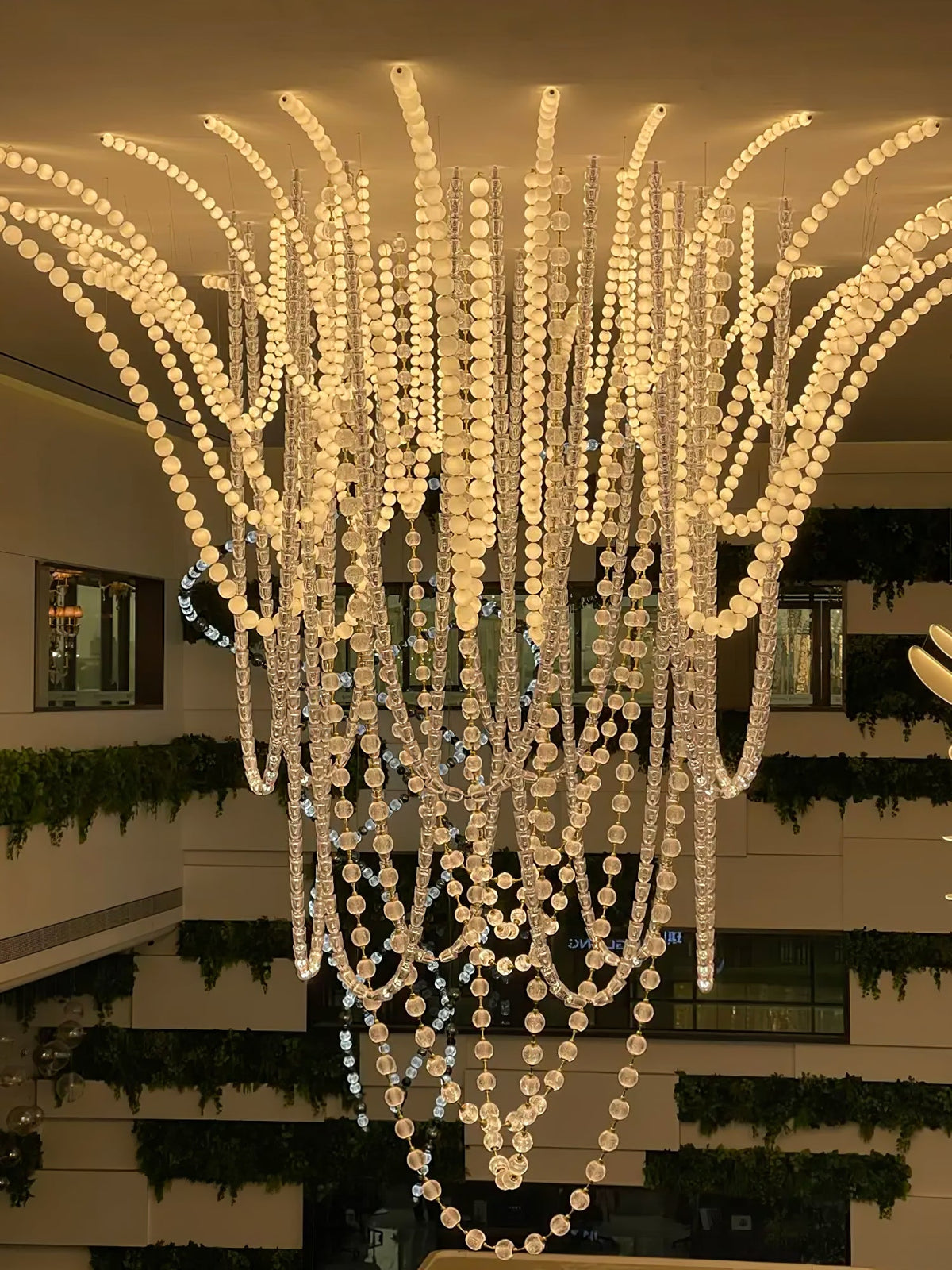 Halti Necklace Acrylic Chandelier with Gold Accents and Integrated LED