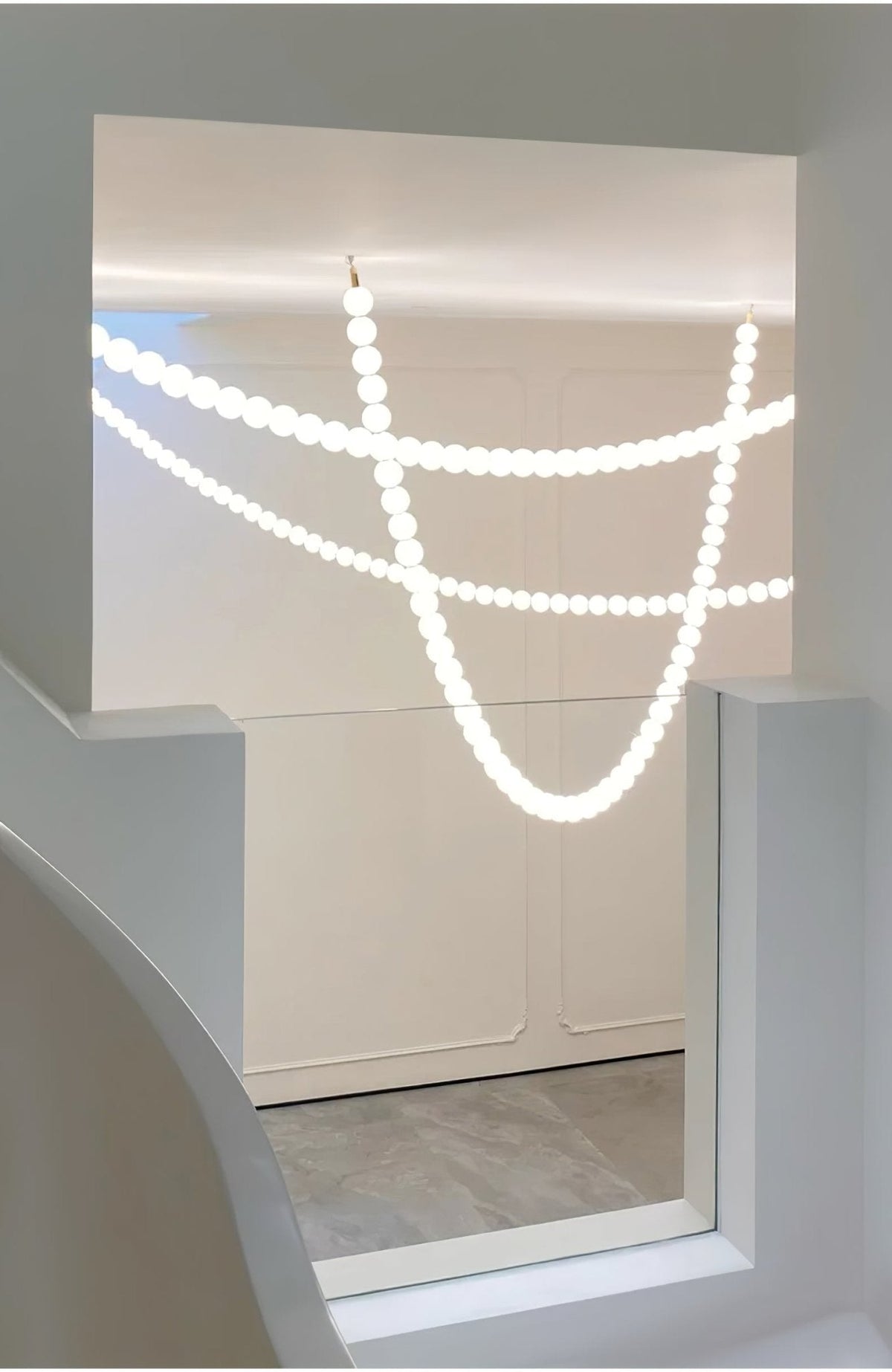 Pearl Necklace Acrylic Ball Chandelier, Modern Gold LED Pendant Light