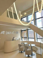 Pearl Necklace Acrylic Ball Chandelier, Modern Gold LED Pendant Light