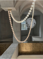 Pearl Necklace Acrylic Ball Chandelier, Modern Gold LED Pendant Light