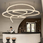 Pearl Necklace Acrylic Ball Chandelier, Modern Gold LED Pendant Light