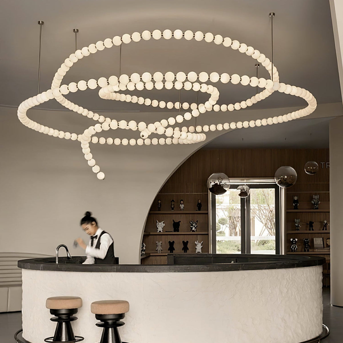 Halti Necklace Acrylic Chandelier with Gold Accents and Integrated LED