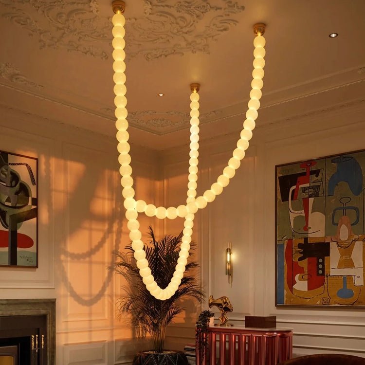 Halti Necklace Acrylic Chandelier with Gold Accents and Integrated LED