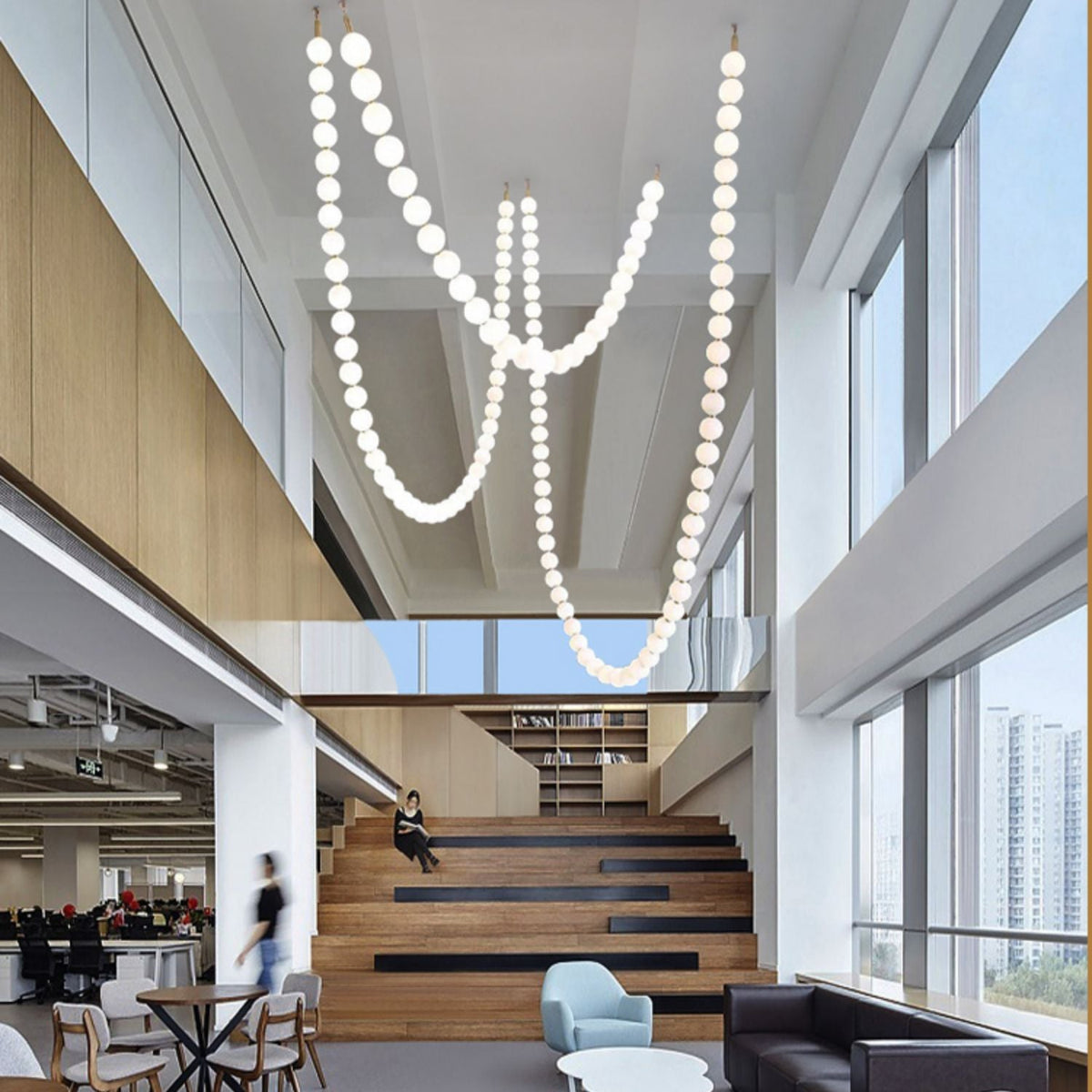 Halti Necklace Acrylic Chandelier with Gold Accents and Integrated LED