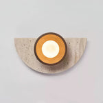 Halvora Travertine Wall Sconce with Wood Accent and Glass Globe