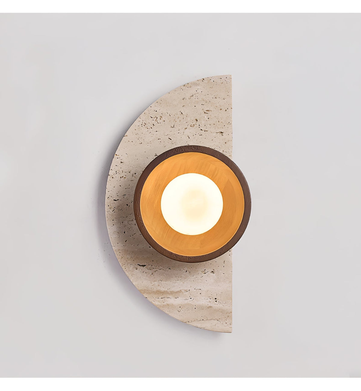 Halvora Travertine Wall Sconce with Wood Accent and Glass Globe