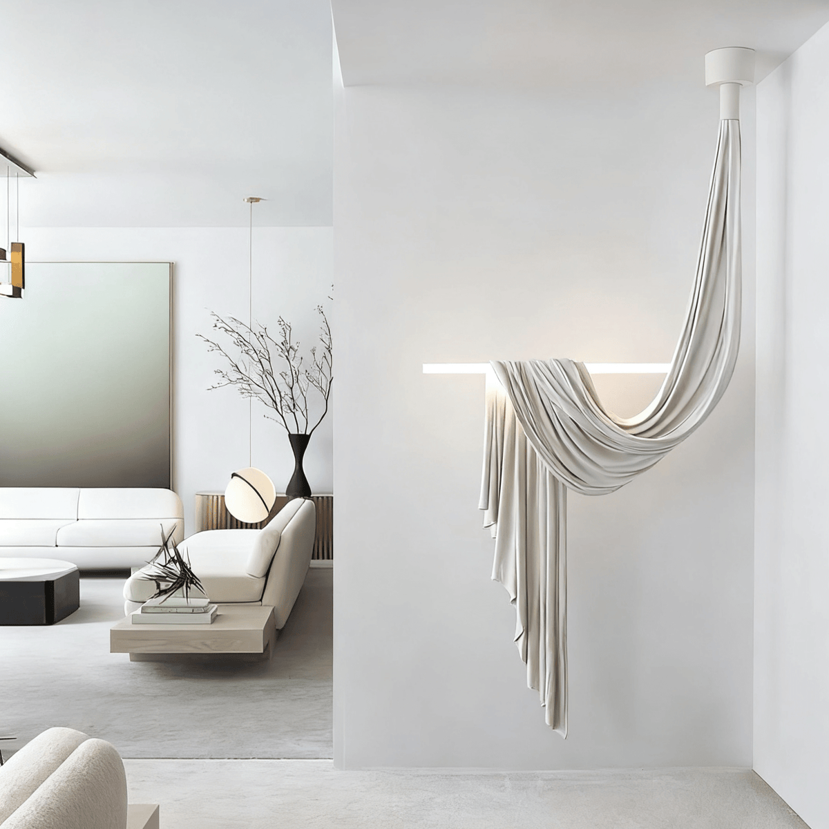 Hammock Fabric Pendant Light – Sculptural Designer Ceiling Lamp