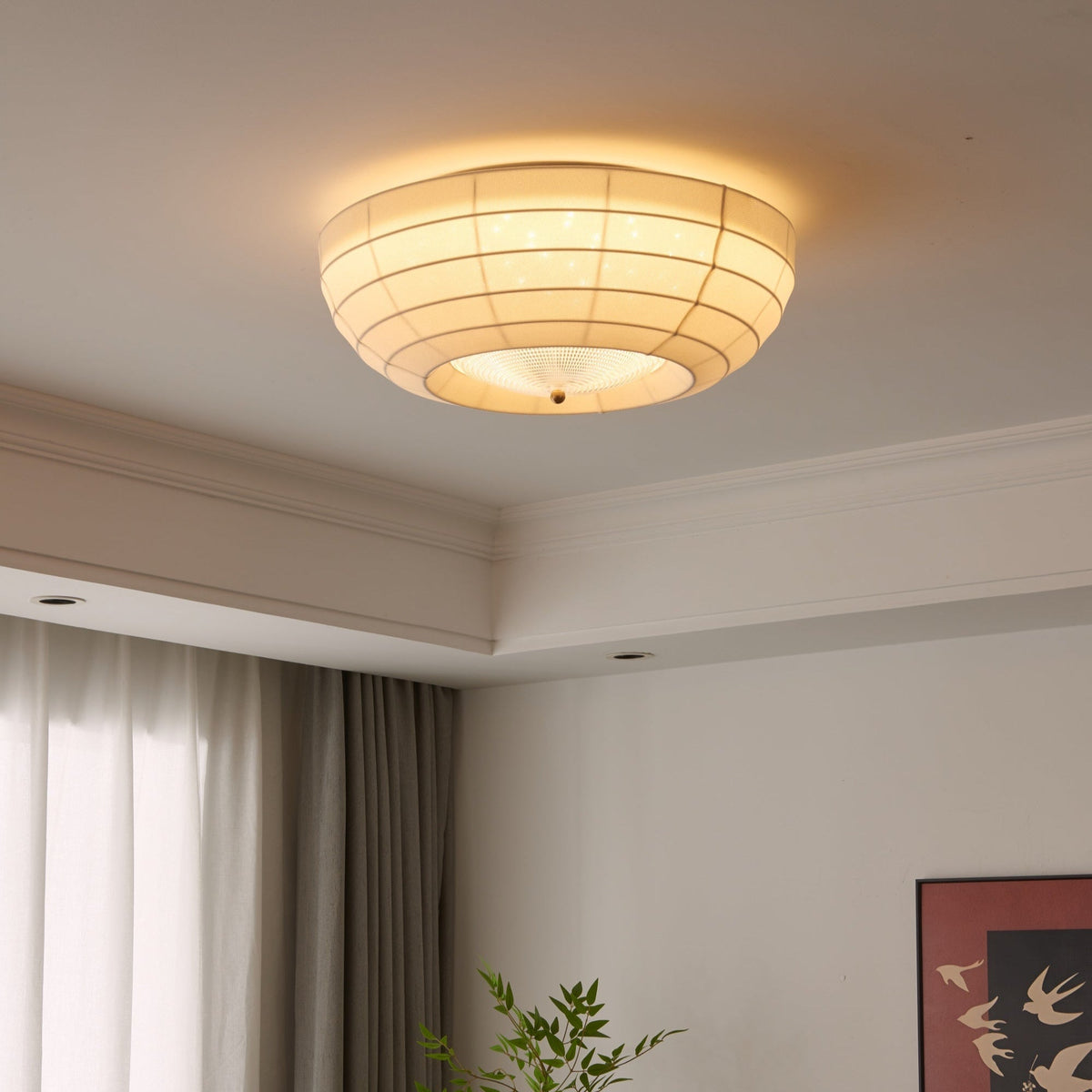 Hana Flush Mount Ceiling Light in Fabric and Crystal