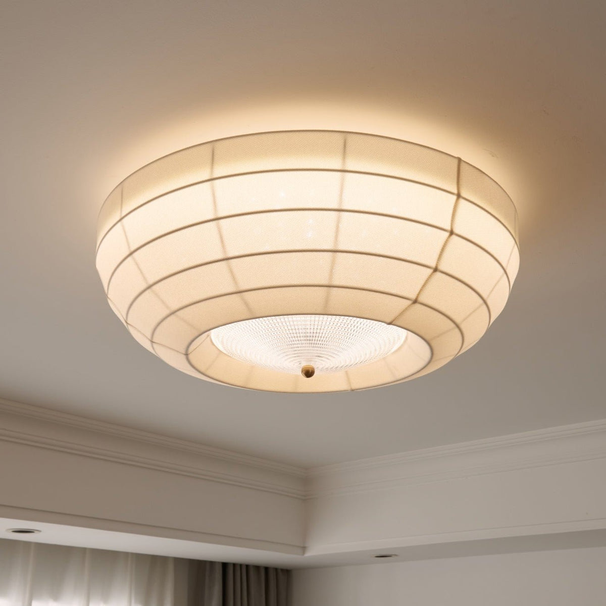 Hana Flush Mount Ceiling Light in Fabric and Crystal