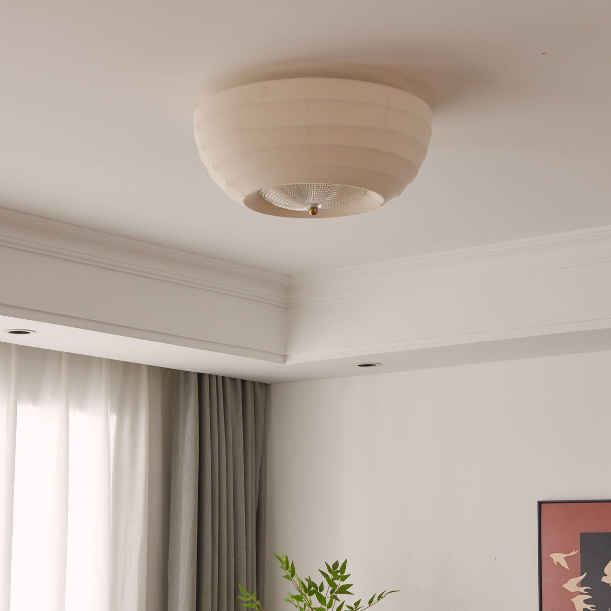 Hana Flush Mount Ceiling Light in Fabric and Crystal