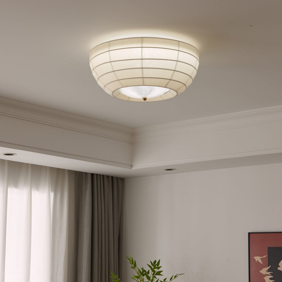 Hana Flush Mount Ceiling Light in Fabric and Crystal