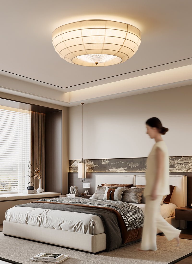 Hana Flush Mount Ceiling Light in Fabric and Crystal