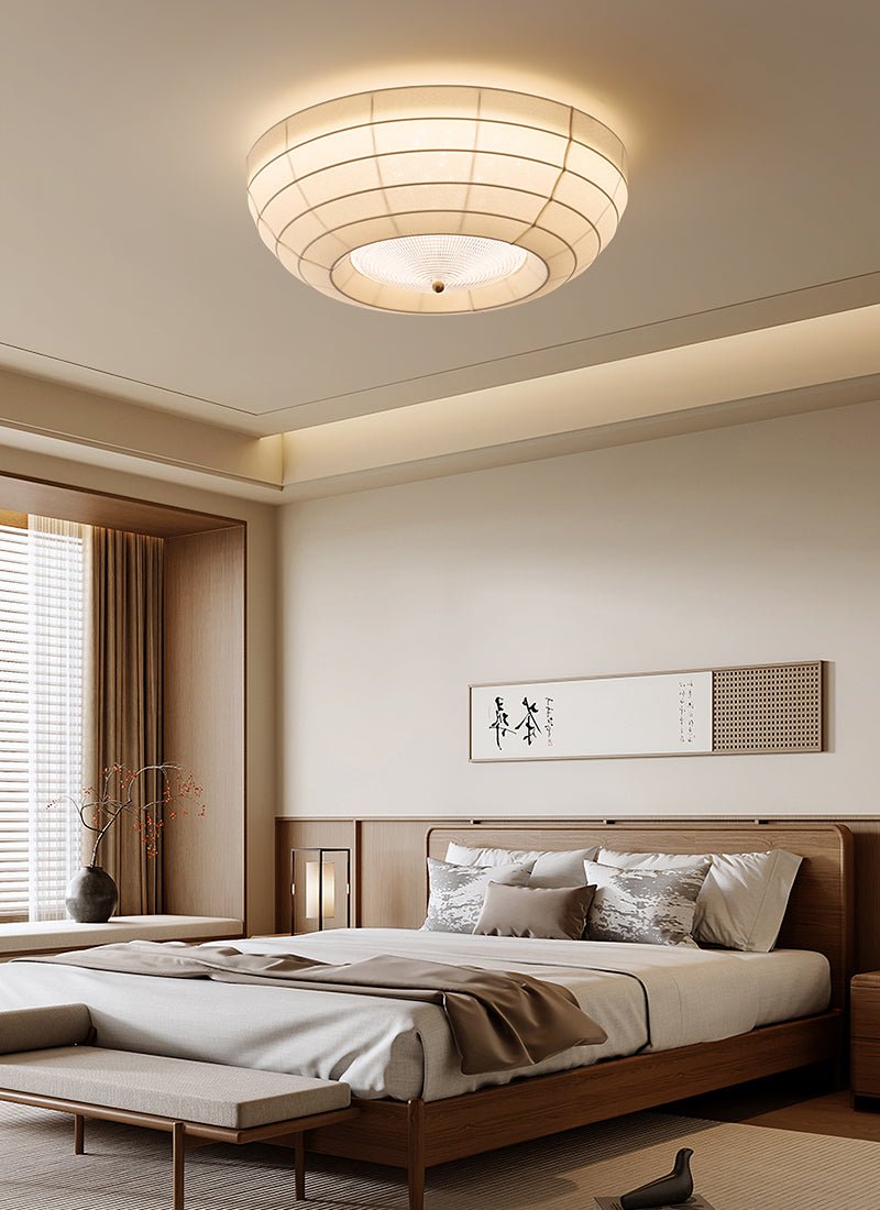 Hana Flush Mount Ceiling Light in Fabric and Crystal