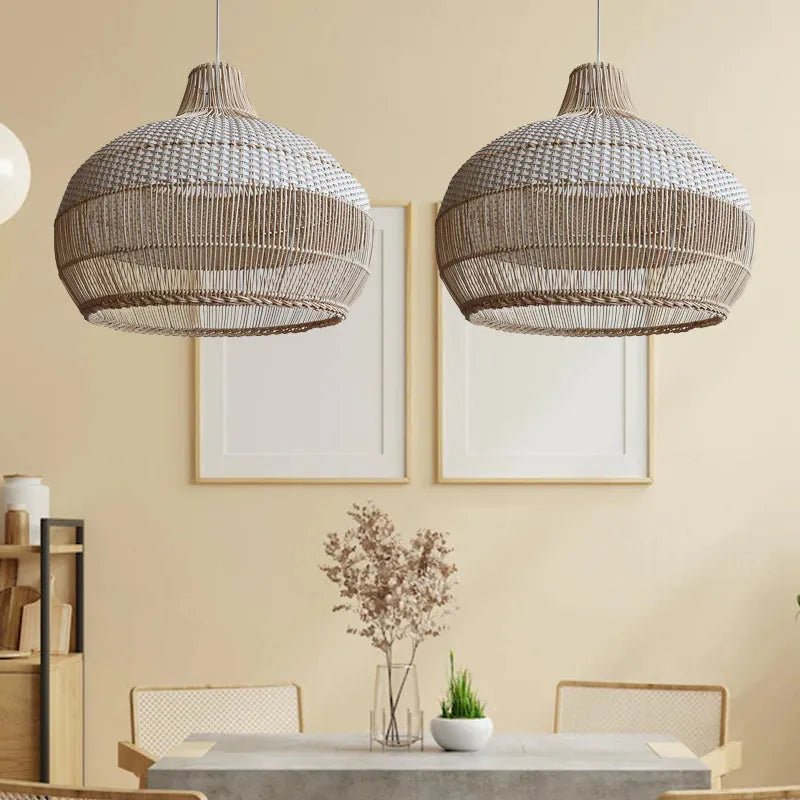 Natural Wicker Island Hanging Light