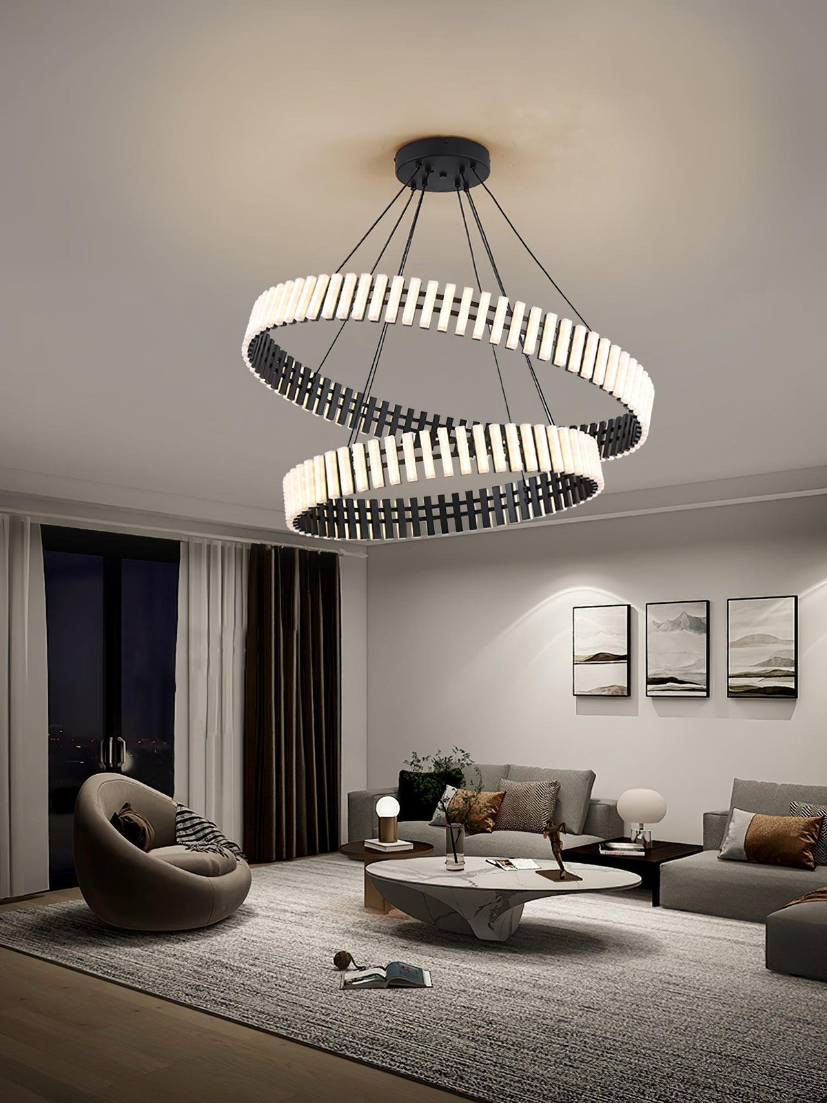 Aurelia LED Chandelier – Modern Hanging Ring Light for Dining & Living Spaces