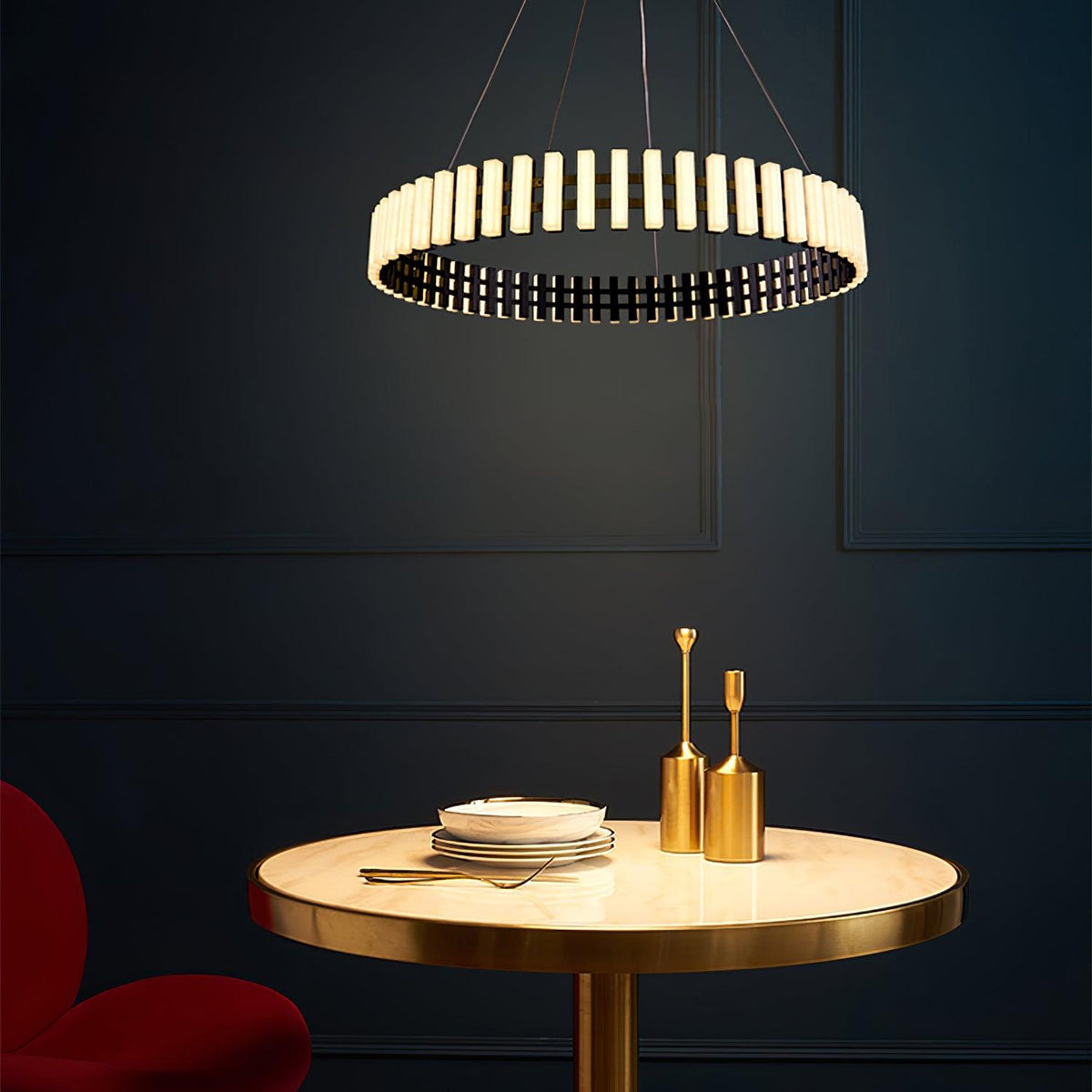 Aurelia LED Chandelier – Modern Hanging Ring Light for Dining & Living Spaces