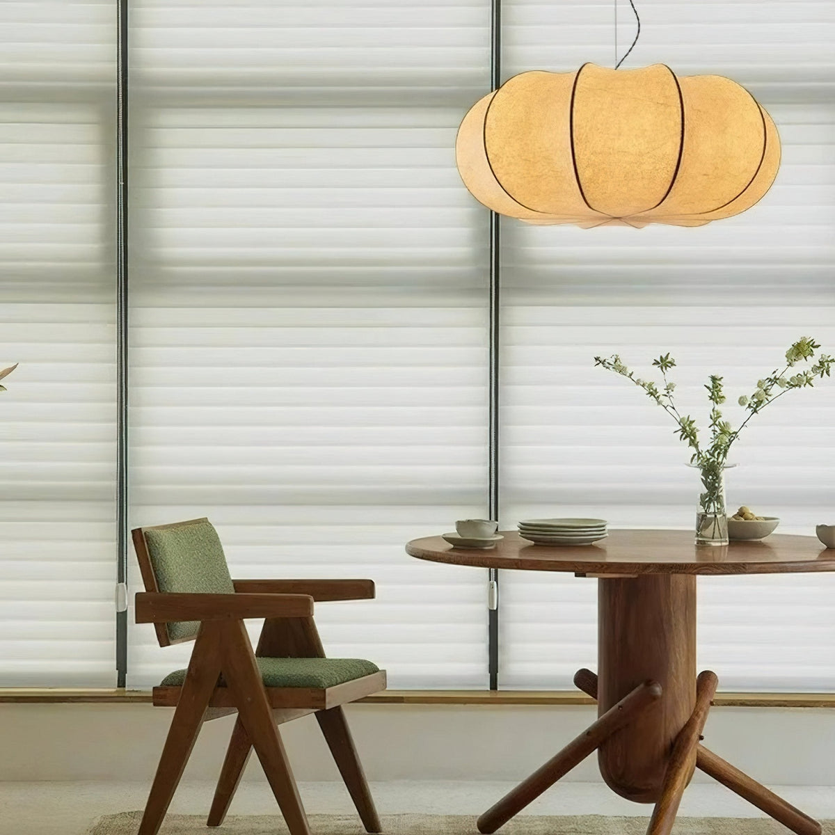 Oblate Silk Pendant Light – Modern Linen Shade Ceiling Lamp