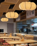 Oblate Silk Pendant Light – Modern Linen Shade Ceiling Lamp