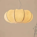 Oblate Silk Pendant Light – Modern Linen Shade Ceiling Lamp