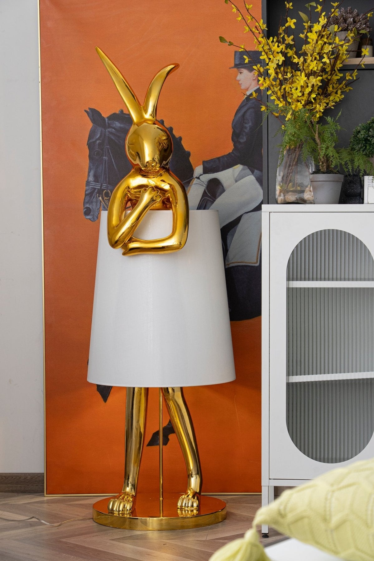 Hare Silhouette Sculptural Table Lamp in Gilded Finish