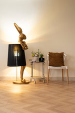Hare Silhouette Sculptural Table Lamp in Gilded Finish