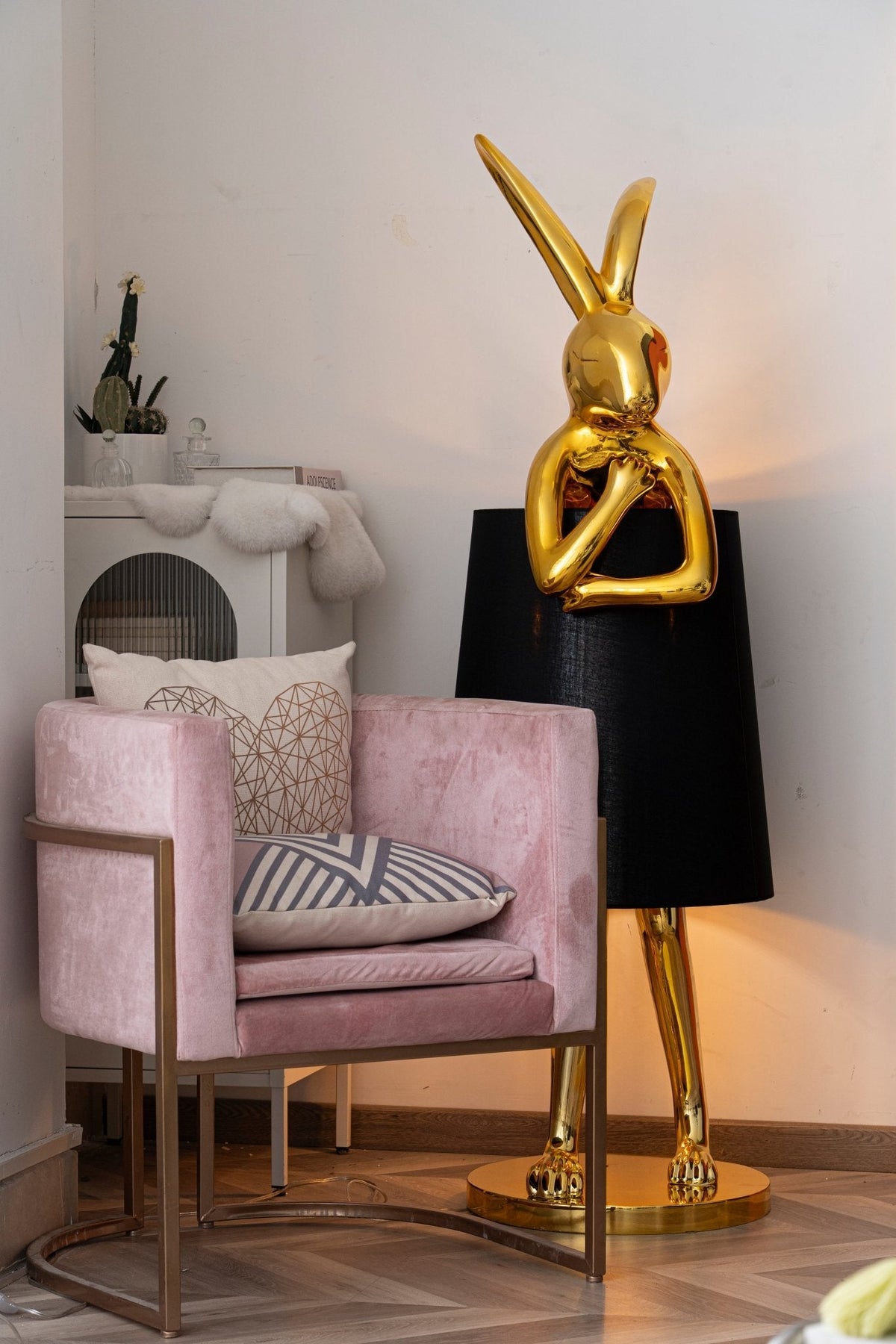 Hare Silhouette Sculptural Table Lamp in Gilded Finish