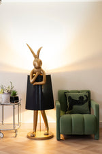 Hare Silhouette Sculptural Table Lamp in Gilded Finish