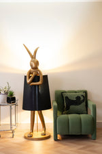 Hare Silhouette Sculptural Table Lamp in Gilded Finish
