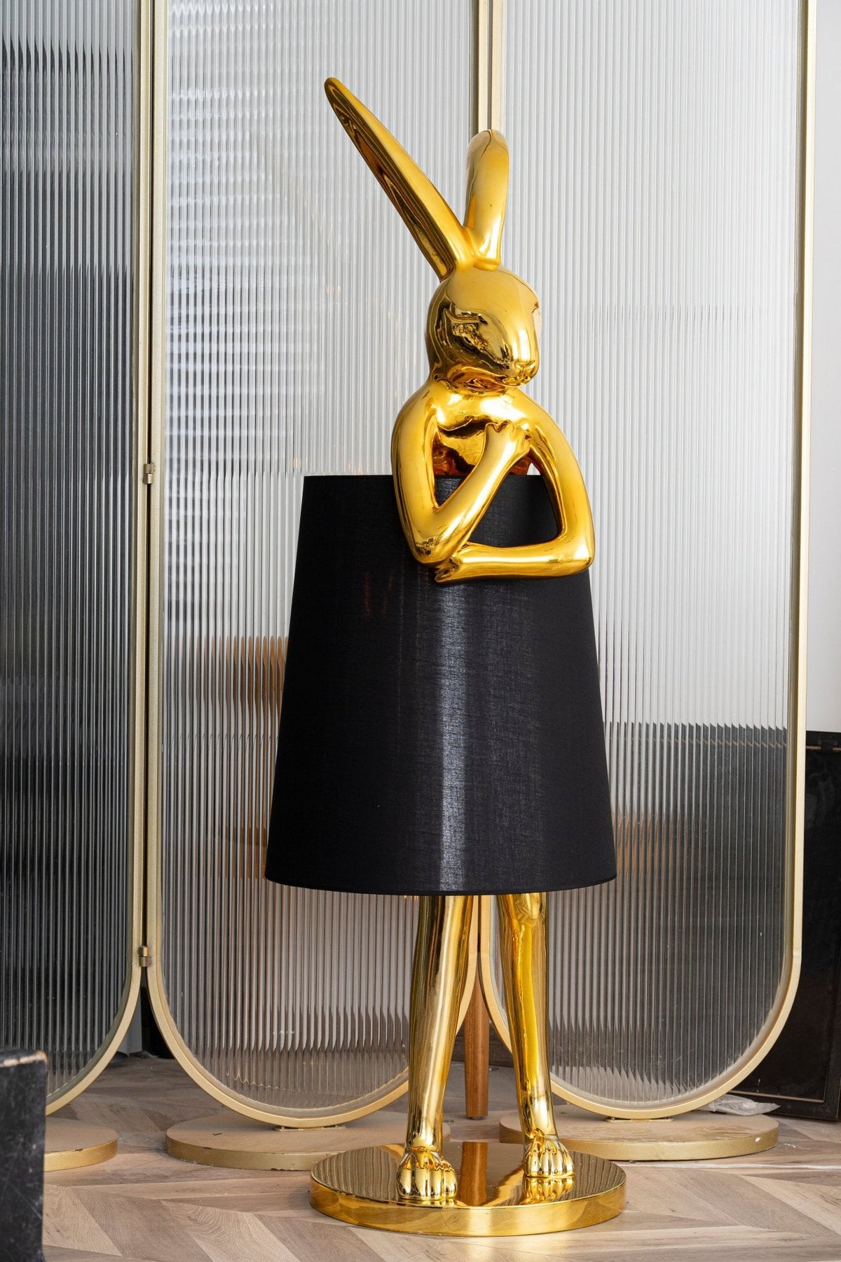 Hare Silhouette Sculptural Table Lamp in Gilded Finish