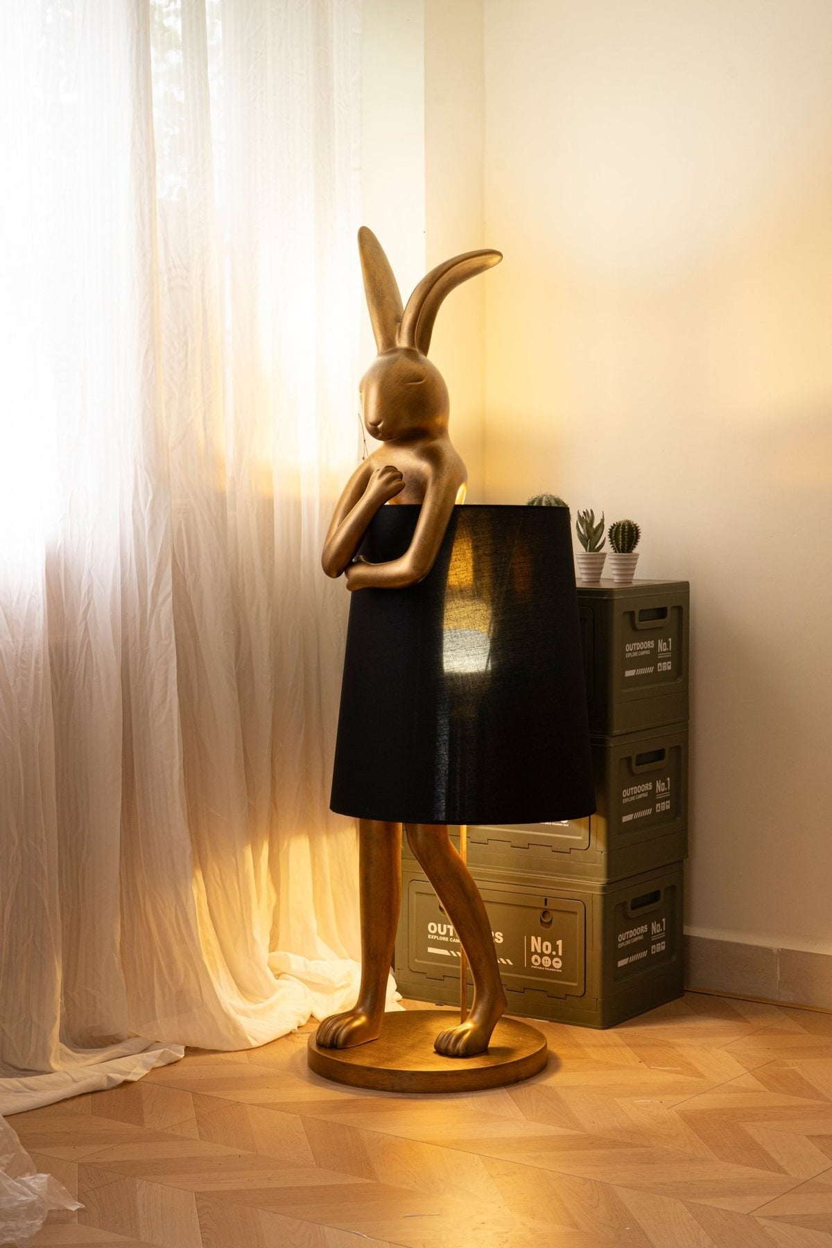 Hare Silhouette Sculptural Table Lamp in Gilded Finish