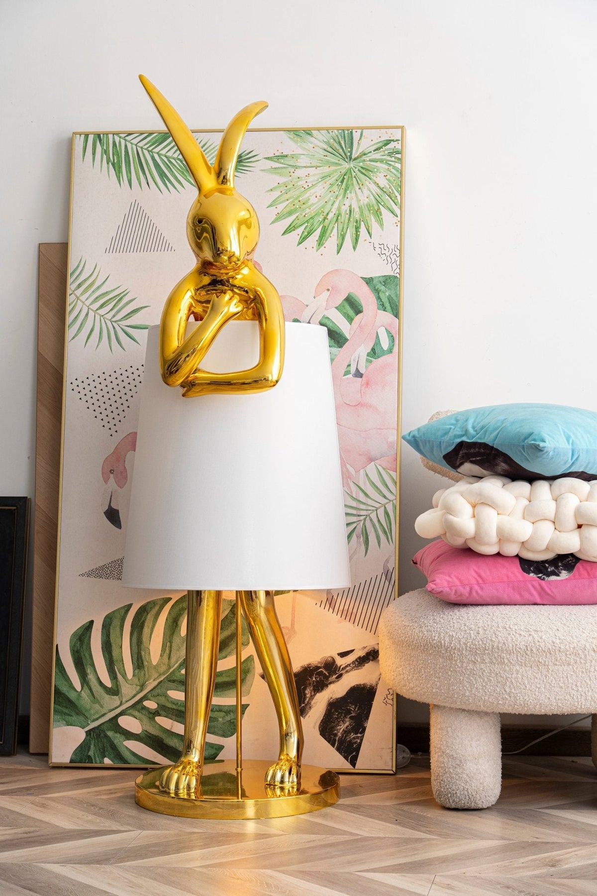 Hare Silhouette Sculptural Table Lamp in Gilded Finish
