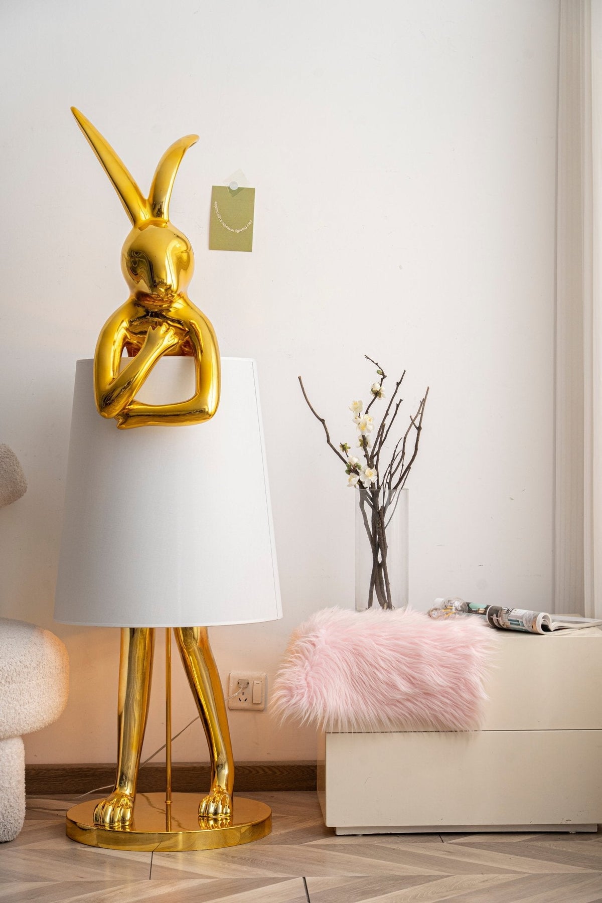 Hare Silhouette Sculptural Table Lamp in Gilded Finish