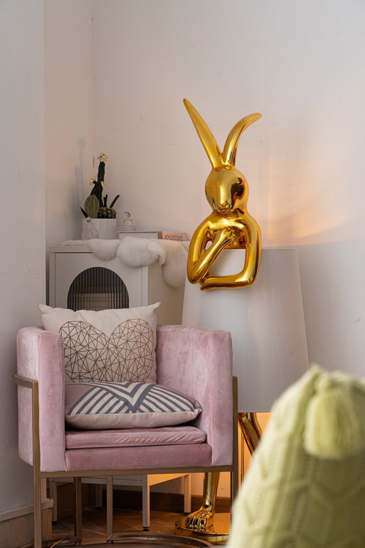 Hare Silhouette Sculptural Table Lamp in Gilded Finish